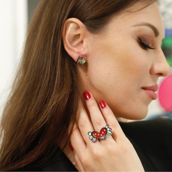 Romero Britto Swarovski Heart Ring/Necklace NWT - Picture 7 of 9